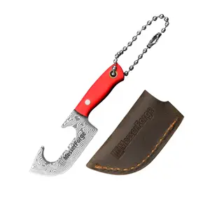 Pocket Mini Knife Keychain, For EDC Daily Carry & Package Opening, 67-Layer Damascus Blade, G10 Handle & Leather Sheath – Men's Outdoor & Collector Gift | CO-STAR