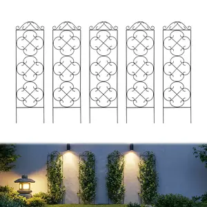 Arifaro Garden Trellis for Climbing Plants, 4 Pack 48" x 12.5" Metal Trellis for Potted Plants, Rust-Resistant Plant Support for Indoor Outdoor Use, for Ivy Clematis Vines Flowers, Black