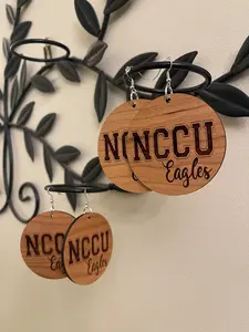 NCCU Cherry Wood earrings, 2.5 inches CColors