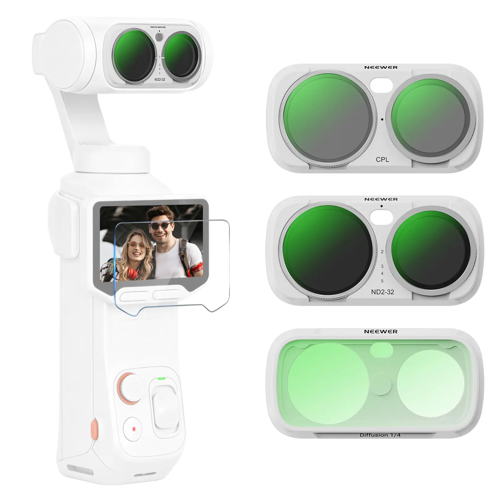 NEEWER FL-L25 ND2-32 CPL Black Diffusion Filter Set for Insta360 Luna Ultra, Variable ND, Polarizer & 1/4 Mist Effect Filter