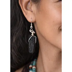 Silver Smoky Quartz Wrapped Earrings