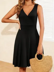 WEACZZY 2026 Womens Wrap V Neck Sleeveless Summer Dresses Beach Holiday Tank Dress Flowy Casual Sundress with Pockets