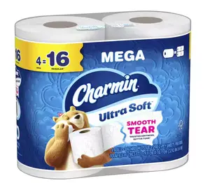 Ultra-Soft, Smooth Tear Toilet Paper Rolls with Wipes (4 Mega Rolls)