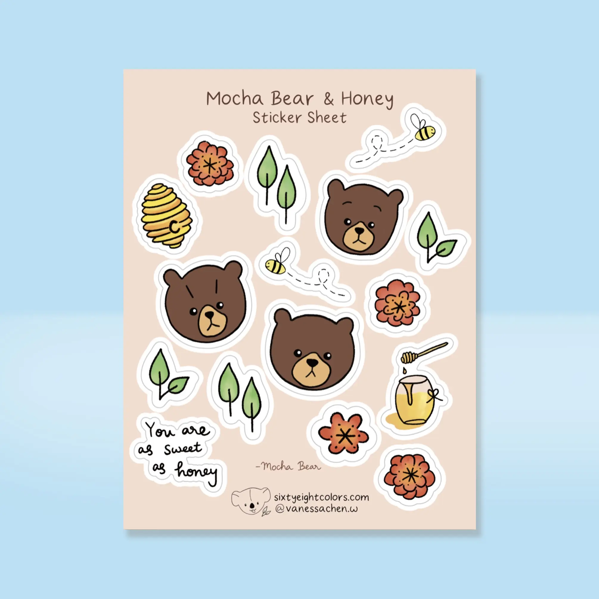Mocha Bear Sticker Sheet