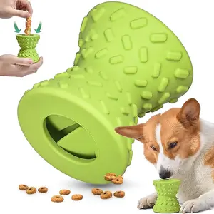 （green）Dog toy dumbbell dropper made of natural rubber, resistant to biting and grinding teeth, puzzle pet dog toy