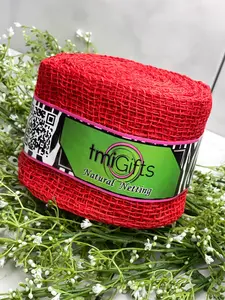 4 Inch by 10 Yards Designer Jute Red Netting