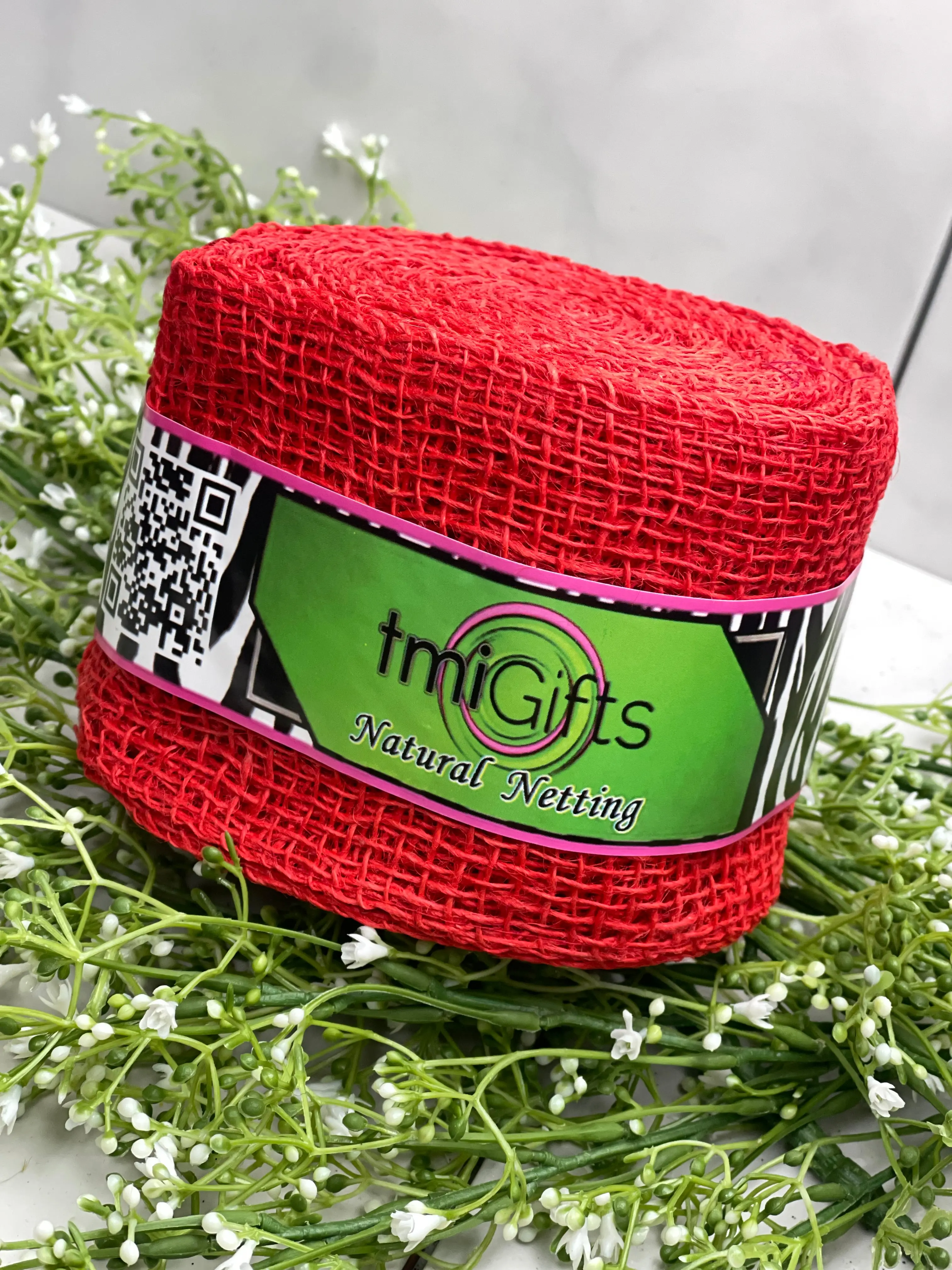 4 Inch by 10 Yards Designer Jute Red Netting