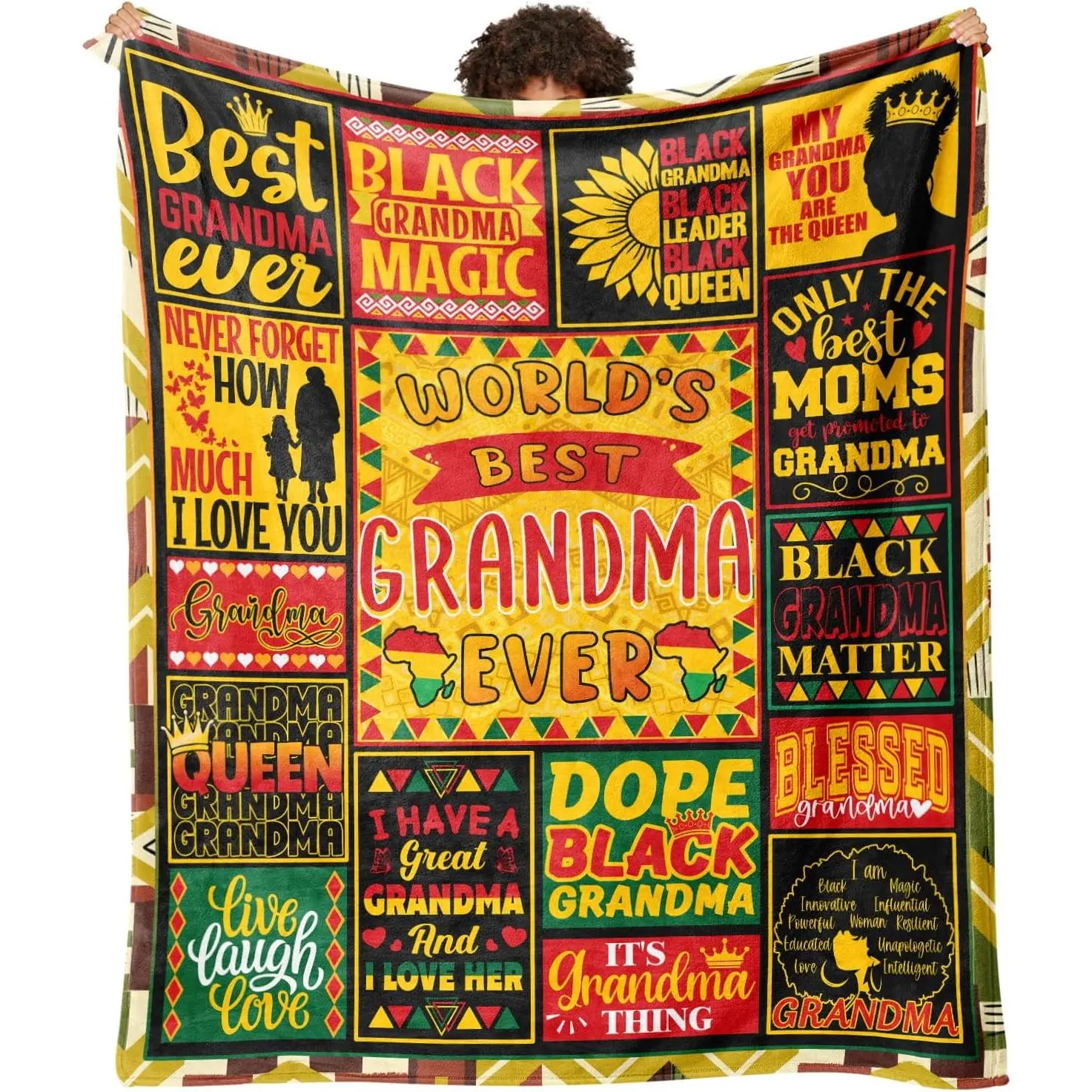 African American Gifts for Grandma, African Gifts for Black Grandma Birthday Christmas from Grandkids, Black Grandmas Throw Blanket 60"x50"