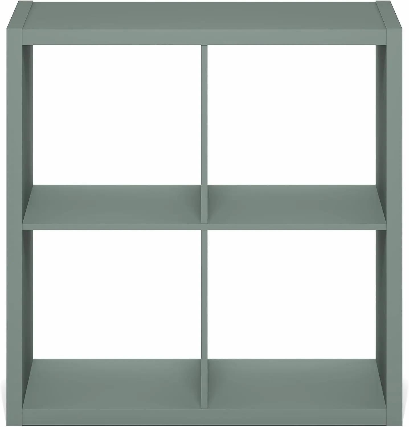 Furinno Cubicle Book Shelf, 4-Cube Bookshelf, Extra Thick Frame Reversible Bookcase with Open Back, 14.6" x 30" x 30", for Living Room, Bedroom, Home Office, Sage Green