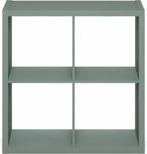 Furinno Cubicle Book Shelf, 4-Cube Bookshelf, Extra Thick Frame Reversible Bookcase with Open Back, 14.6" x 30" x 30", for Living Room, Bedroom, Home Office, Sage Green