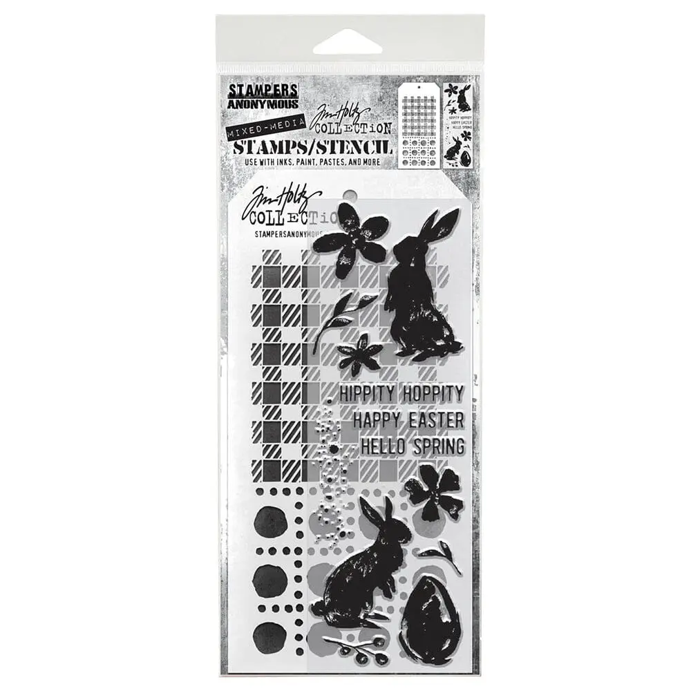 Tim Holtz Stampers Anonymous Mixed Media Stamp & Stencil Spring Shadows