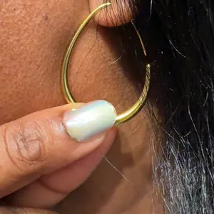Hypoallergenic Lightweight Earrings for Women, 18K Real Gold Plated Brass Large Oval Pull Through Earrings, High Polished Comfortable Statement Jewelry Gift for Women, Hoop Shape Earrings, Hoop Earrings