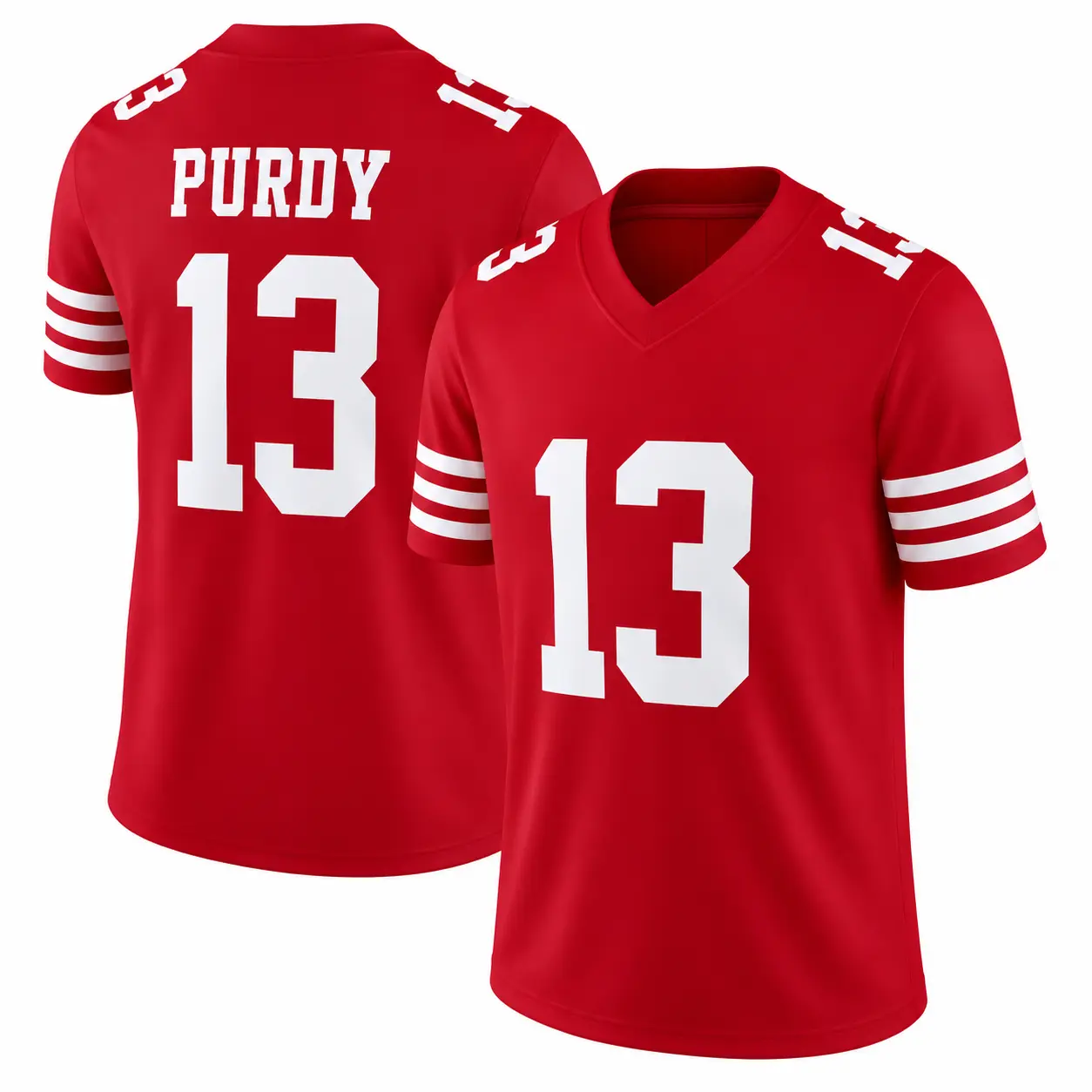 Purdy 13 Retro Football Jersey Shirt, Lightweight Breathable V-Neck Athletic Uniform, Classic Short Sleeve Sports Apparel, Unisex Game Day Fan Wear, Casual Football Clothing, Gift for Sports Fans