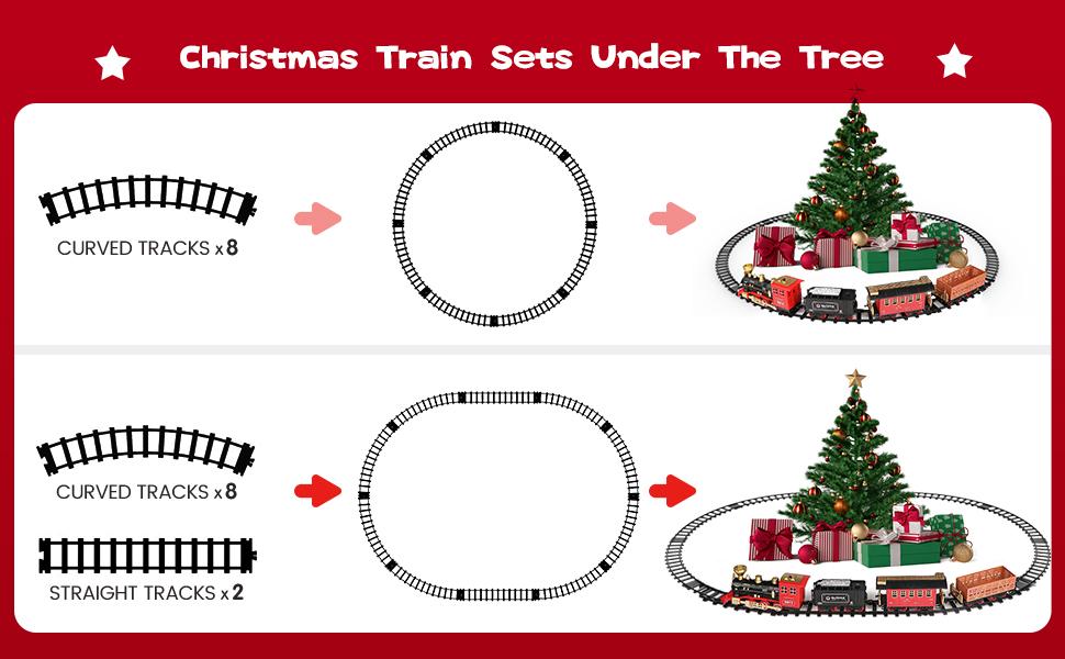 Rc Steam Locomotive Christmas Train, Remote Control Train Toys，Christmas Gift for Kids Boys Girls with Smokes, Lights and Sound