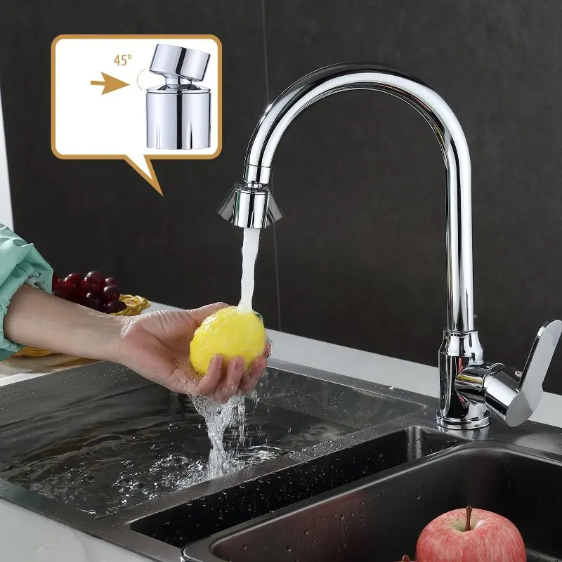 720° Swivel Faucet Aerator – Dual-Function 2-Flow Kitchen Sink Head, Chrome, 55/64” Female Thread With Adapter