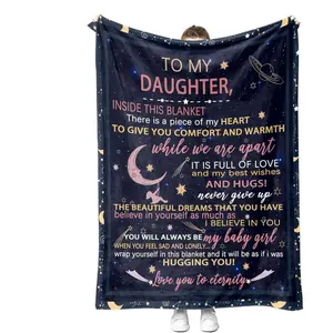 to My Daughter Blanket from Dad Mom, Warm Letter Throw Blanket for Daughter, Birthday Gifts for Daughter from Mom Dad, Valentine's Gifts for Daughter