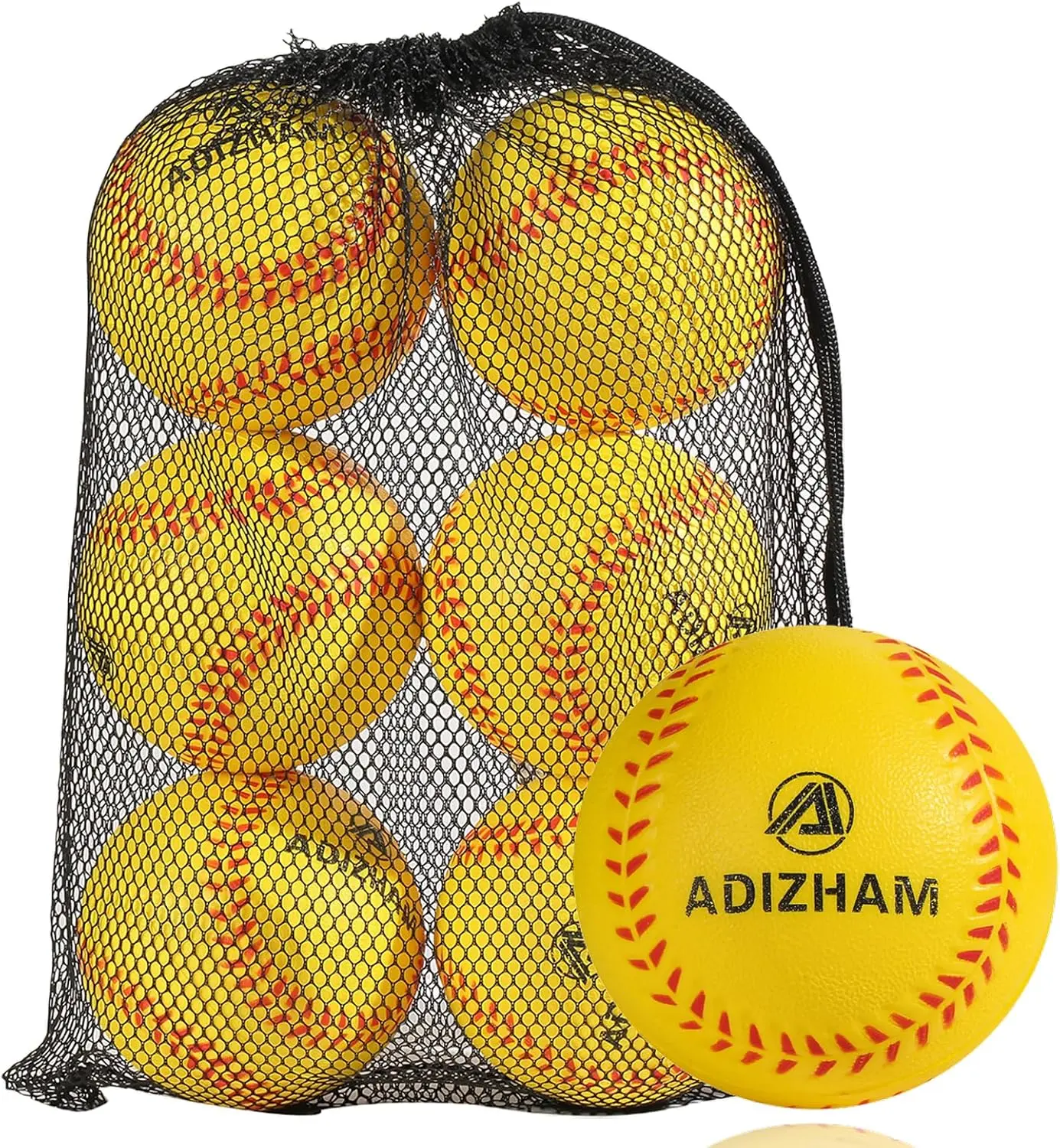 Practice Foam Baseballs - 11 inch Softballs for Youth Beginners, Perfect for Batting and Fielding Training, Pack of 6 with Mesh Bag Included