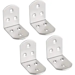 Stainless Steel Corner Bracket,  90  Right Angle Corner Brace Plate,  x  x 38 mm L Shaped Furniture Fastener Joint Corner Connector for  Shelf Cabinet Table Chair (Pack of 4)