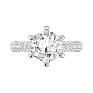 Platinum 0.81 ctw Natural 3.02 Center Lab-Grown Diamond Round Engagement Ring
