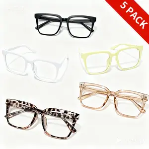 Paleshy 5 Pack Of Glasses Anti Blue Light Reading Glasses Fashion Women Men Anti-fatigue Eyewear Anti UV Ray Computer Gaming Glasses Blue Blockers for Women Men uv glare protection
