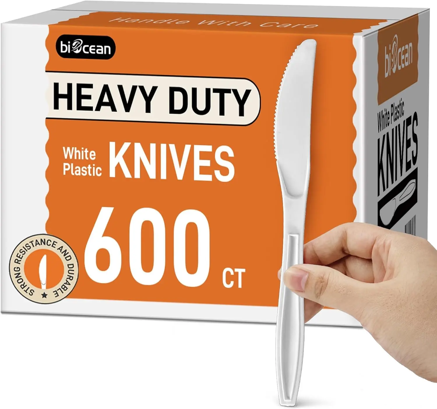 600Pack Disposable Plastic Knives Bulk White Heavy Duty Silverware - Value Pack Cutlery Set For Parties, Restaurant (600KNIVES)