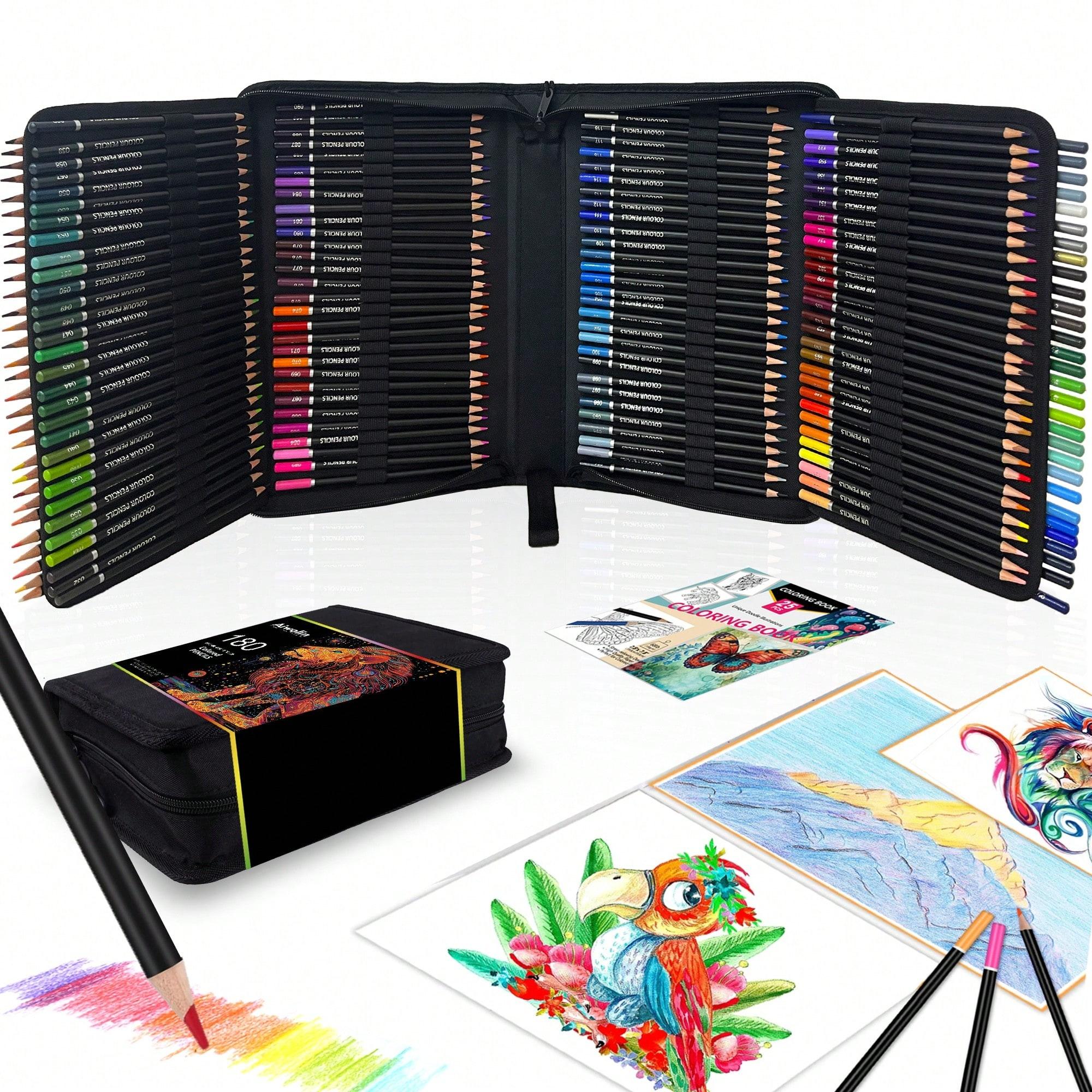 180 Colored Pencils Set, Oil-Based Soft Core Art Supplies with Zipper Case, Coloring Pencils, Art Supplies Sketching Kits, Professional Artist Drawing Pencils for Artists, Adult