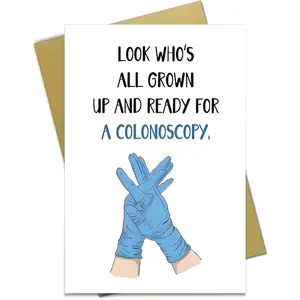 1/3/7pcs  Hilarious Birthday Card for Dad Husband, Look Who's All Grown Up and Ready for A Colonoscopy, Funny Medical Themed Greeting Card for Son Daughter, Rude Humor Birthday Gift for Adult Men, Him