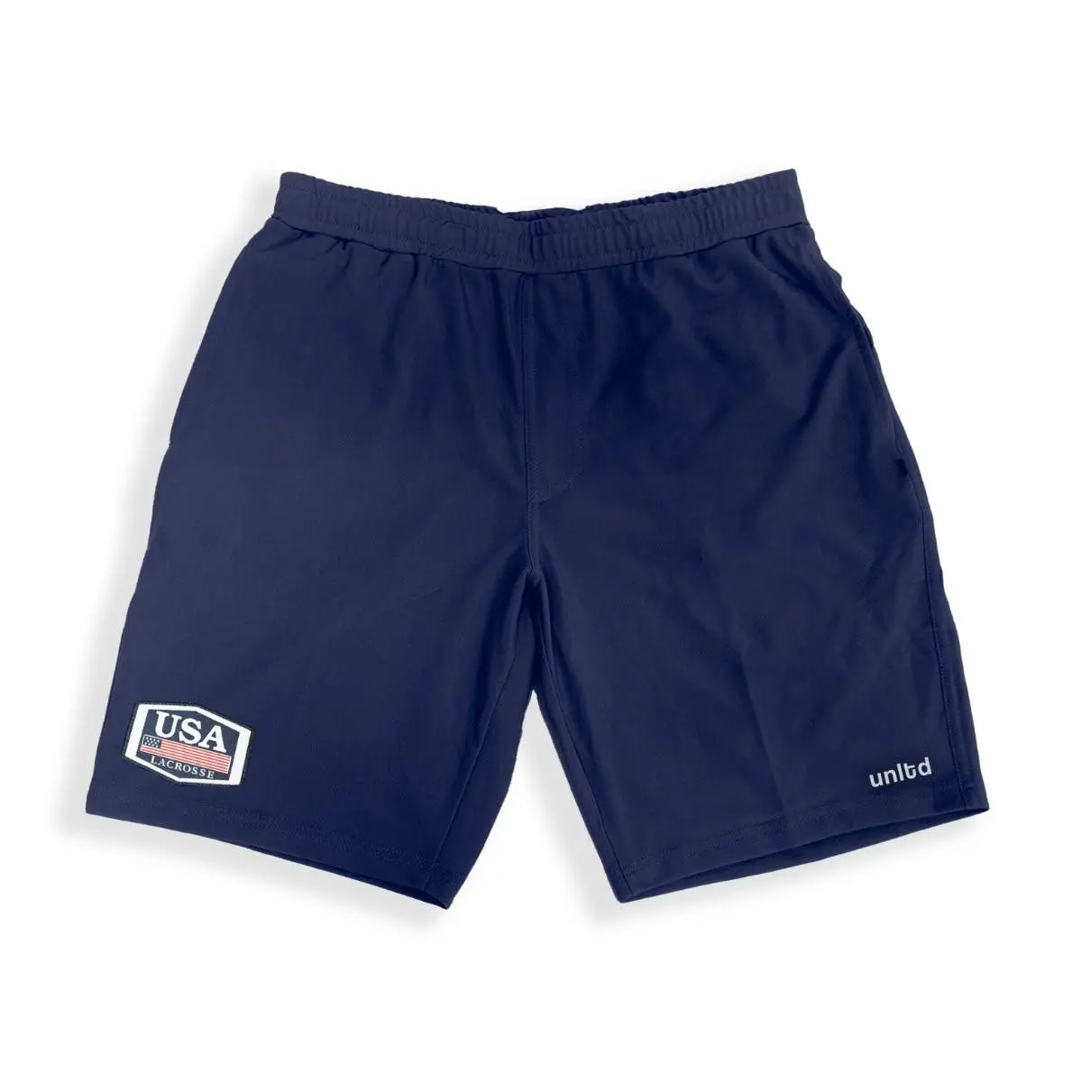 Men's Patriotic Athletic Shorts with Sewn-On USA Logo, Casual Polyester Spandex Blend Athletic Wear, Made in the USA, Menswear