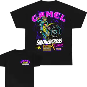 Vintage Camel Motor Sport Super Cross Extreme 90S Graphic T-shirt for Men