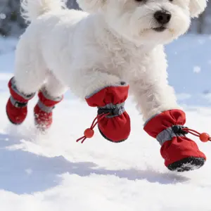 Waterproof Dog Shoes for Small Dogs - Blue Laces to Protect Paws and Keep Dry - Winter Safety Fixing System - Ideal Christmas Gift
