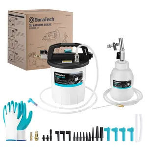 DURATECH 3L Pneumatic Brake Bleeder Vacuum Pump Kit, One Person Brake Bleeder Kit with Work Gloves and 23-Piece Adapters, Brake Flush Kit/Clutch Bleeder Kit for Cars, Motorcycles, SUVs, Light Trucks