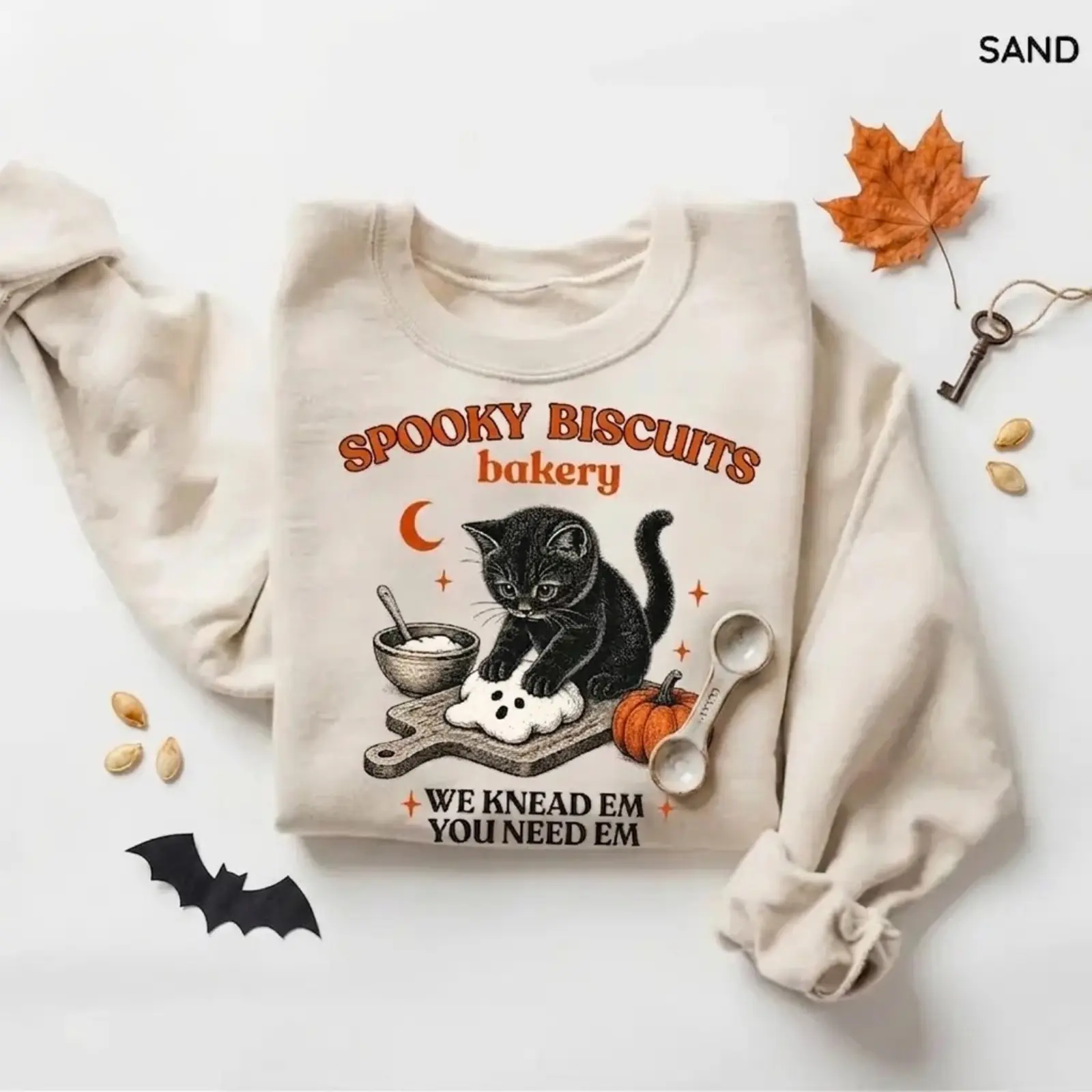 Vintage 90s Kitty Biscuits Halloween Crewneck Sweatshirt, Retro Baking Pumpkin Pullover, Cute Black Cat Lover Fall Gift, Cozy Autumn Tee, Spooky Season Unique Sweater, Pumpkin T-shirt, Women's Vintage Graphic Top Gift, Halloween Hoodie, Cotton Unisex Tops