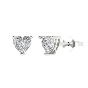 3ct Heart Cut VVS Cubic Zirconia Push-Back Stud Earrings for Women