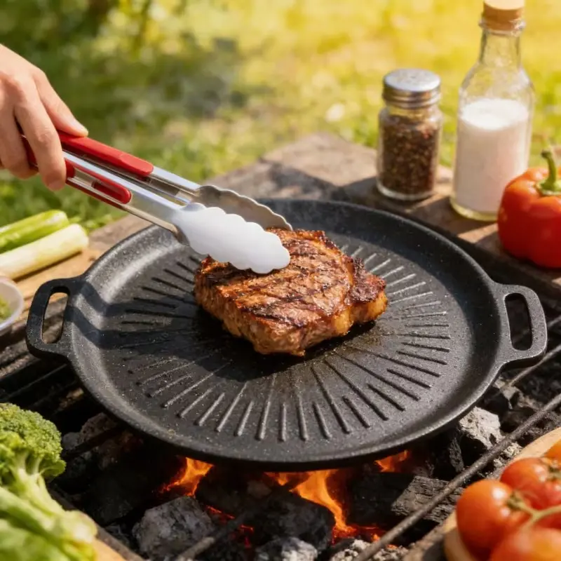 Multifunctional maifan stone baking tray, Korean barbecue grill, non-stick pan, iron plate grill, portable stove, home camping barbecue plate, outdoor bbq, Cooking Bbq Camping, Stainless Steel Bbq