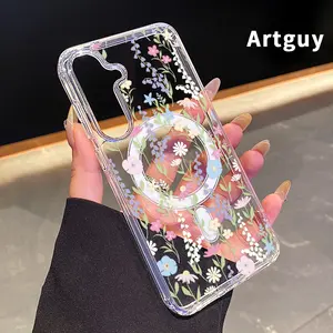 Fresh Color Floral Advanced fashion giftMagnetic Case for Samsung Galaxy S24 Plus S25 Ultra S23 FE Ultra S22+ Shockproof Soft Premium Stylish Durable Protection Case