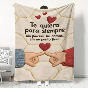 Love Eternal Spanish Love Couples Cozy Throw Blanket, Healing Home Essentials, Perfect Gift for Loved Ones, Luxurious Flannel Print
