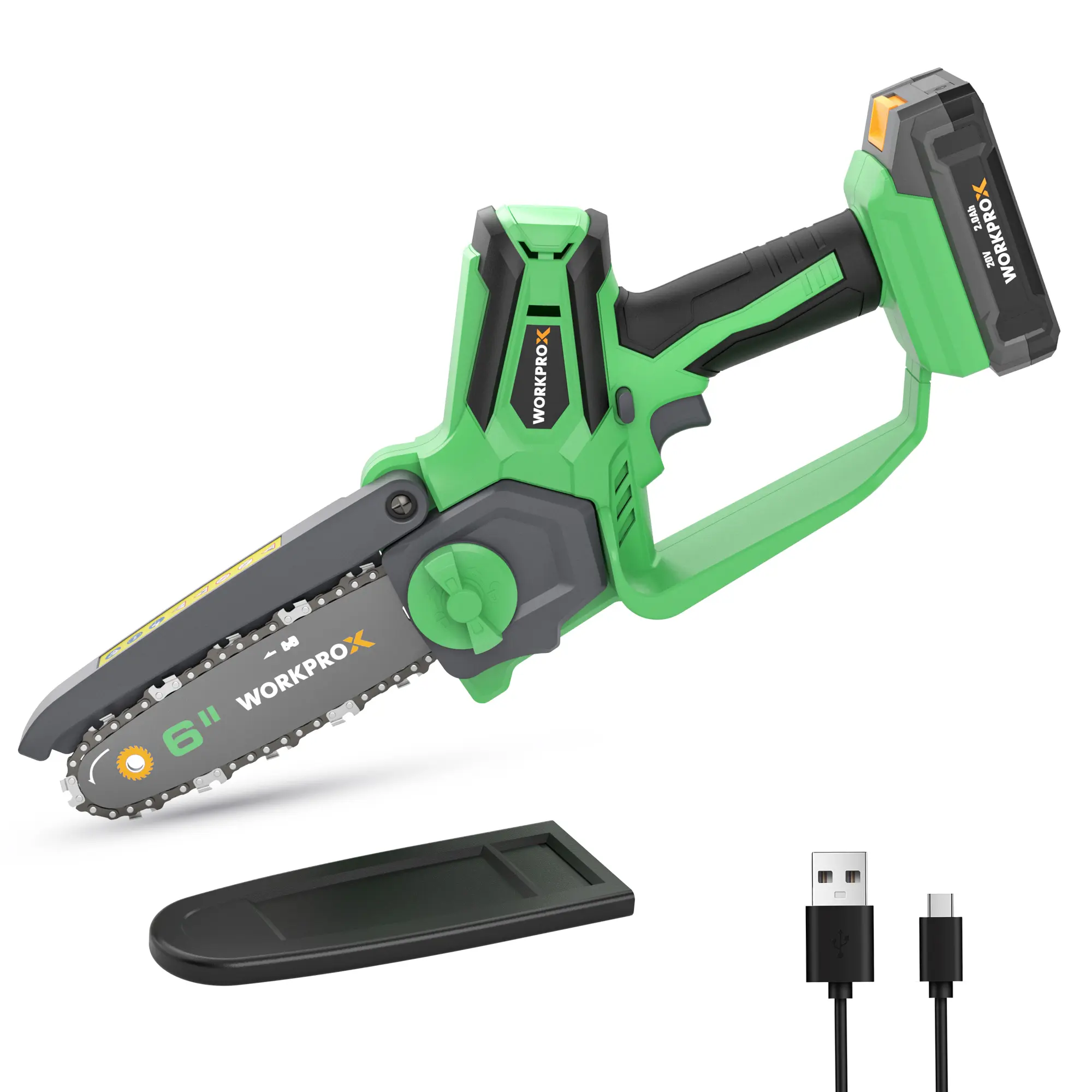 #summersale WORKPROX Mini Chainsaw Cordless,6 inch Handheld Electric Chain Saw with Type-C Fast Charging Battery 20V 2.0Ah,Pruning Saw for Tree Branches,Wood Cutting,Garden Gifts for Men Women