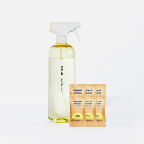 Blueland  Multi Surface Cleaner, 1 Year Supply, Mineral & Plant-Based, Spray Bottle + Plastic-Free All Purpose Cleaning Refill Tablets, Lemon