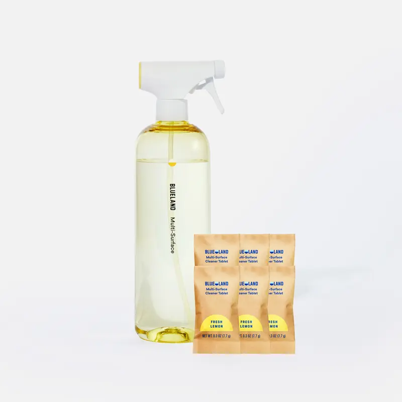 Blueland Multi Surface Cleaner, 1 Year Supply, Mineral & Plant-Based, Spray Bottle + Plastic-Free All Purpose Cleaning Refill Tablets, Lemon