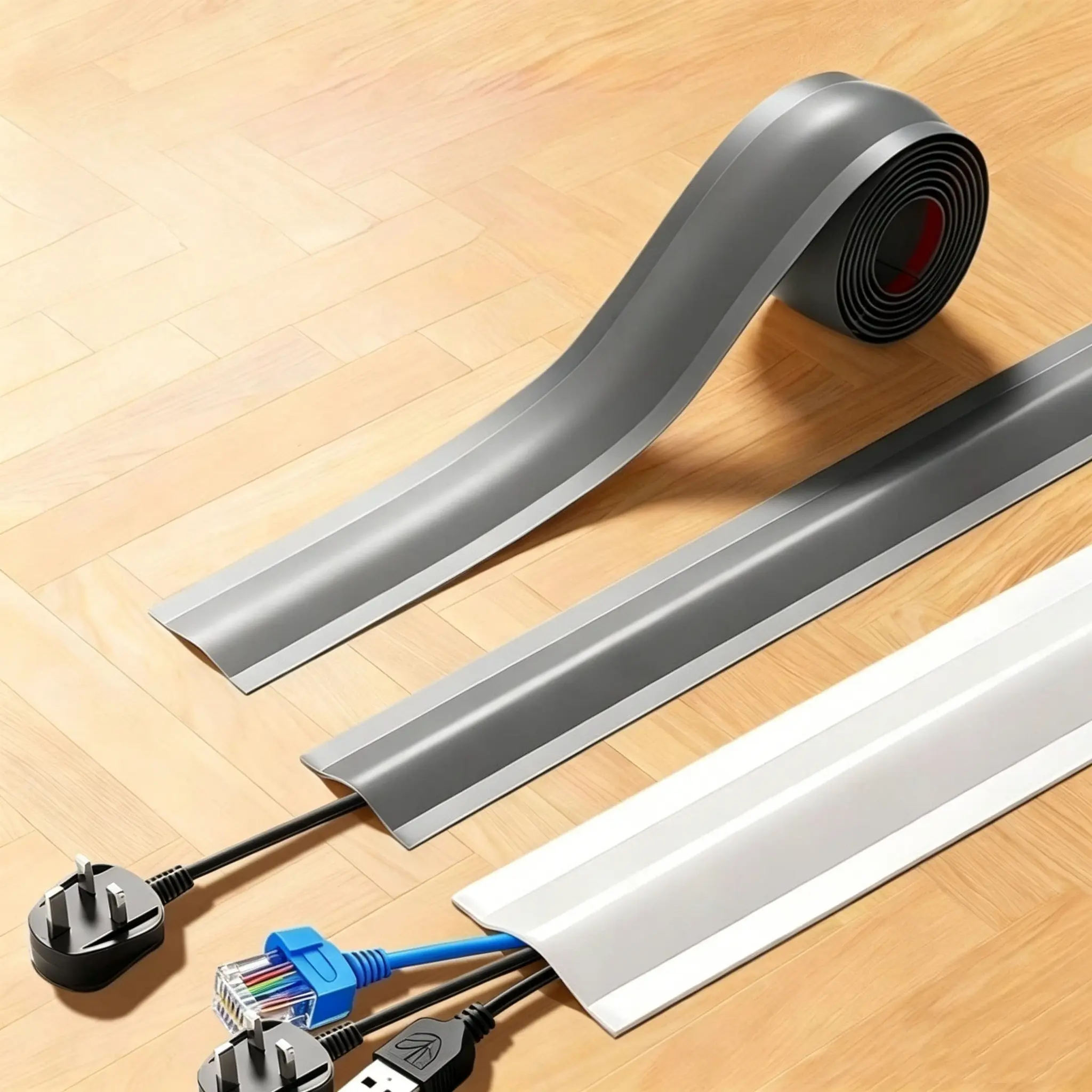 1pc White Matte Invisible PVC Cord Cover Cable Sleeve - 3m/118in Flexible Channel, 2.17in Wide Groove, No Drilling, Sticker & Cover Installation, Hides Wires on Walls/Corners/Flat Floors (Home Improvement Electrical Accessory)