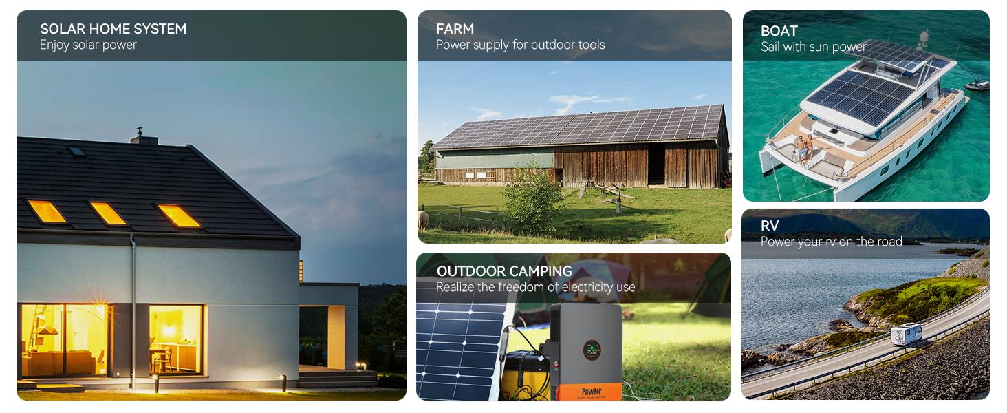 PowMr Solar Hybrid Inverter 6500W 48V to 120V/240Vac, 6500W Split-Phase Hybrid Inverter Built-in 140A MPPT Controller, Max.PV Input 10kW, 550V, Support up to 6 Unit Parallel and Batteryless Run