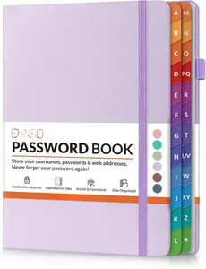 Password Book with Colorful Alphabetical Tabs, Password Books for Seniors, Password Keeper Book for Computer and Internet Address Website Login, 5.3''x 7.7''- Purple