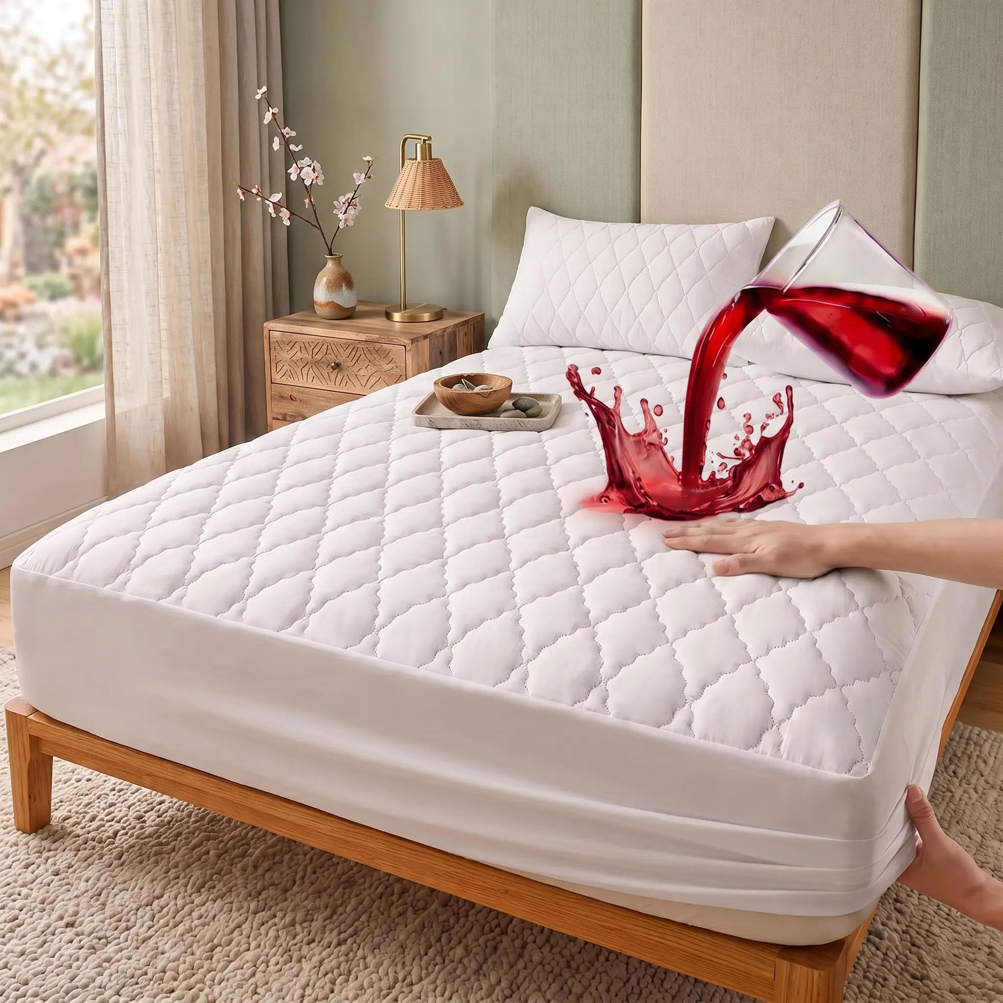 Waterproof Mattress Protector (with Pillowcases) – 16-inch deep pocket, TPU waterproof layer, soft and breathable – suitable for children, pets, and unexpected situations – machine washable – fits single/double/large/extra large bed