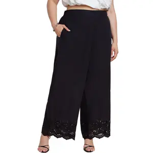 ELOQUII Women's Plus Size Embroidered Eyelet Pant