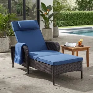 Belord Outdoor Wicker Chaise Lounge, 5-Position Adjustable Recliner for Outdoor Living Spaces, NTC Series