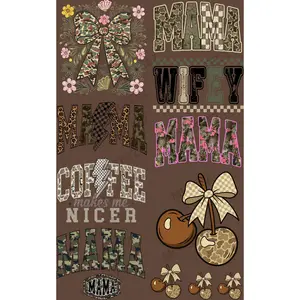 CAMO BOW & MAMA (1) PREMADE GANGSHEET - 22X36 DTF TRANSFERS - DIRECT TO FILM