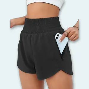 Women’s High Waisted 2.5" Athletic Shorts with Pockets, Tummy Control Running Gym Workout Yoga Shorts