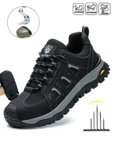 Steel Toe Shoes for Men Work Sneakers Indestructible Durable Steel Toe Comfortable Safety Tennis Shoes Lightweight Breathable Construction Sneakers Anti-Punctur and Anti-smash Indestructible Shoes New Fashion all-season outdoor Safety Footwear