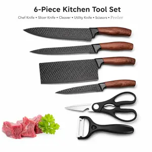 6-Piece Essential Kitchen Knife Set with Ergonomic Grips, Scissors & Peeler for Meal Prep