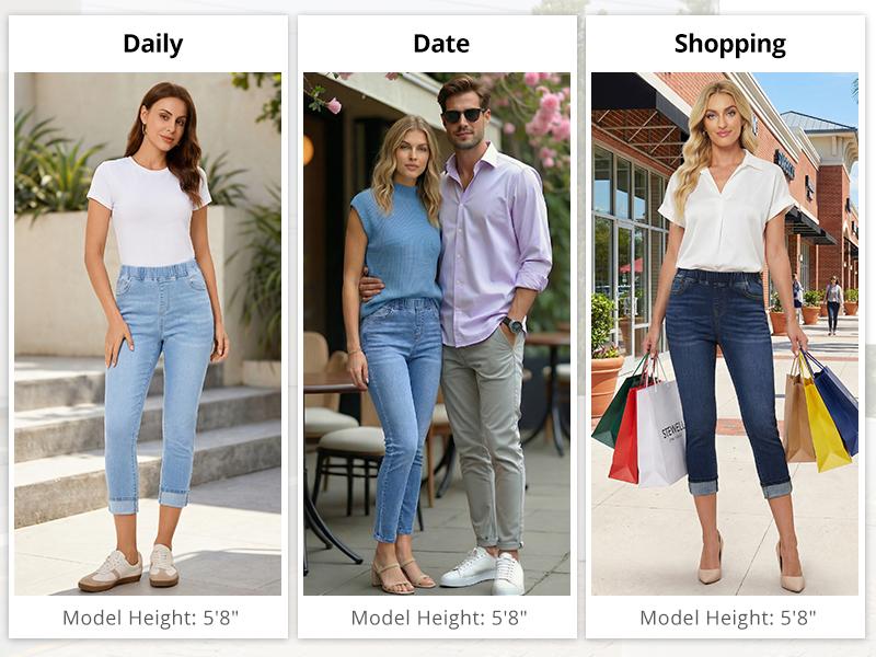 GRAPENT Women's High-Waisted Pull-On Slim Fit Jeans - Fitted Stretch Denim All-Season Capri Pants, Women's Clothes,summerwins,summeroutfits,vacationoutfits,beachoutfits GRAPENT Women's High-Waisted Pull-On Slim Fit Jeans - Fitted Stretch Denim All-Season Capri Pants, Women's Clothes,summerwins,summeroutfits,vacationoutfits,beachoutfits